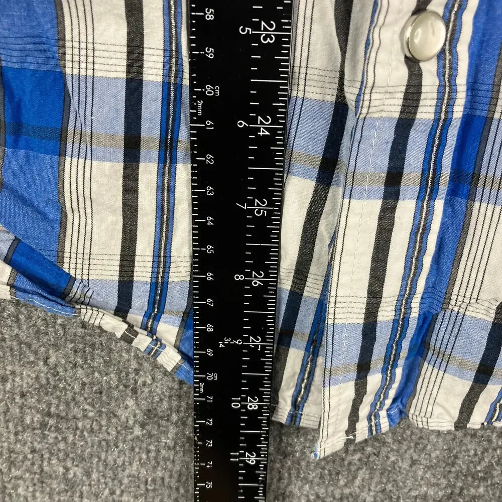Southpole Shirt Mens XL Blue Plaid‎ Short Sleeve Button-Up Casual Western
